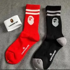 A BATHING APE ソックス 2足セット エイプヘッド ストリートY③
