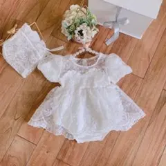 新品　ベビードレス　お食い初め　お宮参り　ロンパース　ワンピース　新生児　退院着