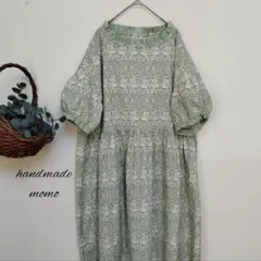 handmadeウィリアムモリス生地ワンピースfree五分袖 - メルカリ