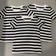 無印良品　Sサイズ　ボーダー 半袖Tシャツ 3枚セット ブラック×ホワイトのサムネイル