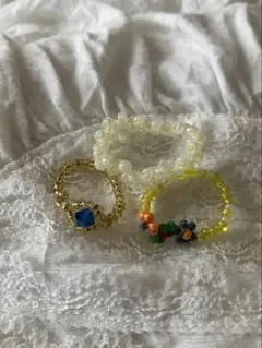 カラフルビーズリング3つセット