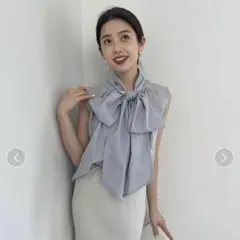 【タグ付き新品】anuansシアールーバンブラウスSAX