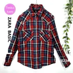 ZARA BASIC レディース長袖シャツ　チェック柄　トップス　秋物　Ｌ