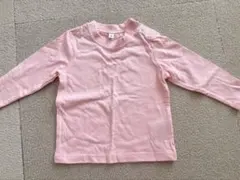 ピンク 長袖カットソー ボタン付き 80 綿100%