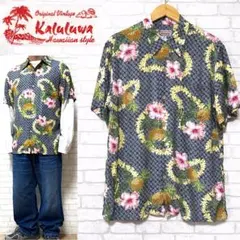 Kaluluwa カルルワ ハイビスカス パイナップル 総柄オープンカラーシャツのサムネイル