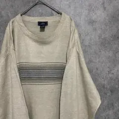 90S vintage ボーダー　デザインニット　メンズ　2XL 古着　M2