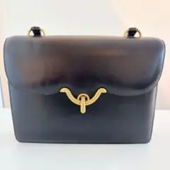 極レア】HERMES エルメス バスコ ボックスカーフ ロープ金具 ブラック 