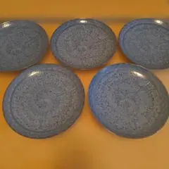 藍色 浮き彫り 小皿 5枚セット 花鳥柄 - メルカリ