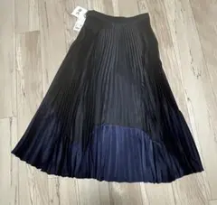 【新品】ユニクロC プリーツ カラーブロック スカート M ネイビー ブラック