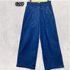 GAP ギャップ ハイウエスト ワイドレッグ デニムパンツ タック