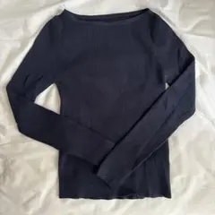 ベースメントオンライン　ボートネックリブニット　ネイビー　Fサイズ