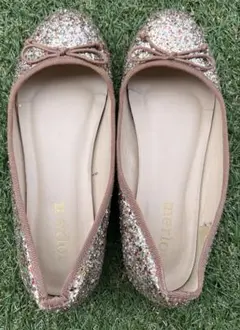merlot グリッター フラットシューズ