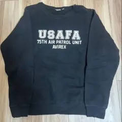 【定番】AVIREX USAFA スウェット トレーナー ブラック XLサイズ