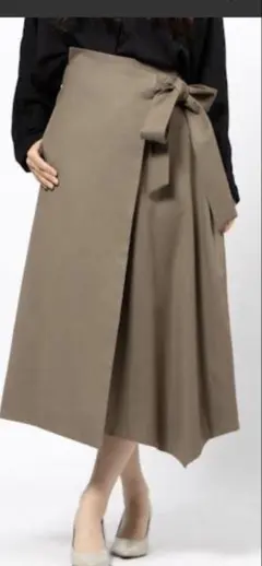 Mila Owen ウエストリボンラップデザインスカート(モカ)