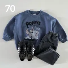 ベビー 韓国子供服 トップス スウェット deepblue 70cm