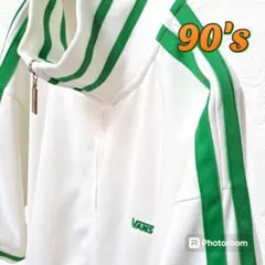 90's VANS　美品　リブライン　半袖トラックジャケット　刺繍ロゴ　高配色
