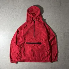 80s90s WOOLRICHナイロンアノラックパーカー赤ドローコードテック