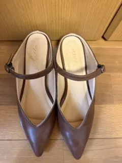【SESTO】美脚 ストラップミュールパンプス ブラウン 24.0cm