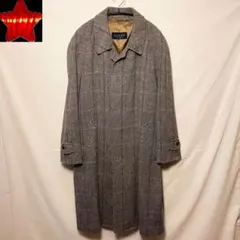 SANYO ステンカラーコート アルパカ混 ヘリンボーン ツイード グレー L