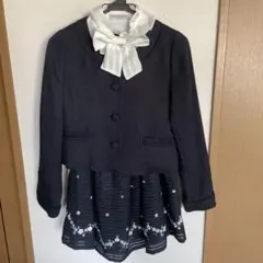 メゾピアノ　160ネイビー ツイード ジャケットとドレスセット