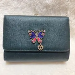 ANNA SUI アナスイ　グラマラス　黒　ブラック　がま口　折財布　中古美品のサムネイル