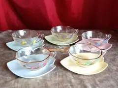 桂由美　デザートカップセット　スプーン付　5客　花柄