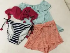 ミニーマウス水着MサイズDisney４点セットレディース