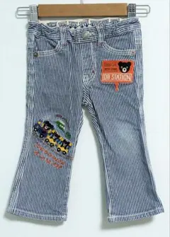 ダブルビー ヒッコリー 電車刺繍 ボーダー パンツ 90cm