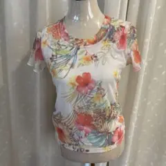 フラワープリント 半袖トップス