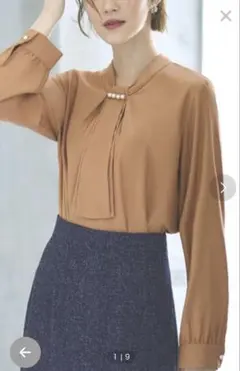 RUIRUE BOUTIQUE 洗える ボウタイブラウス パール 大きいサイズ