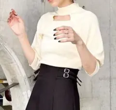 MURUA パフスリーブデコルテオープン ニット