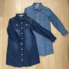GU デニムシャツワンピース　長袖　140 ２点セット