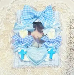 ハンドメイド トレカケース 硬質ケース 水色 量産型 ホイップデコ 推し活