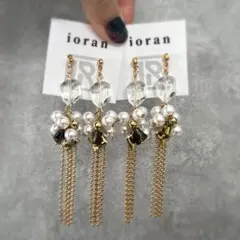 つぶつぶタッセル✳︎ロング✳︎ジャラジャラ✳︎パール✳︎ハンドメイドピアス イヤリング