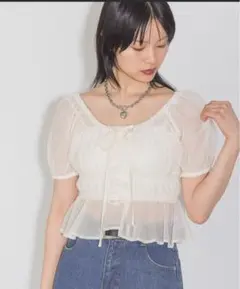 PAGEBOY フリル付き半袖ブラウス