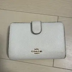 新品、未使用。COACH ホワイト レザー キーケース COACH】コーチ レザー キーリング付き L字 ジップ スワン 白鳥