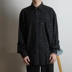 MOSCHINO JEANS イタリア製 総柄 ブラックシャツ /QW123