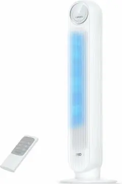 静音タワーファン 羽なし 最大7.3m/s 4段階風量 8Hタイマー ホワイト