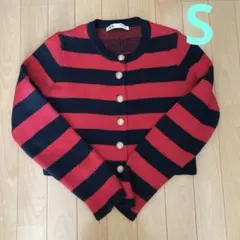 ZARA ボーダー柄 ニットカーディガン