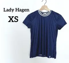 美品⭐️Lady Hagen ネイビードット柄トップス【XS】半袖　ゴルフ　シャツ