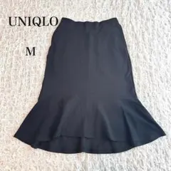 ユニクロ　ミラノリブスカート　マーメイド　M ブラック　コットン混　ウエストゴム