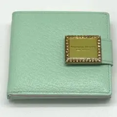 サマンサタバサ プチチョイス　がま口　二つ折り財布　ミント　良品　レディース