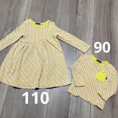 ストライプ柄 ワンピース・長袖カットソー　姉弟