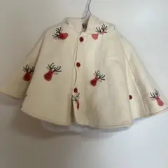 トナカイ刺繍ベビーポンチョ　クリスマス