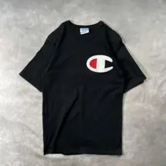 古着チャンピオンChampionビッグCロゴワッペンTシャツS黒Y2K Yt59