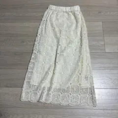 ニコアンド、白、レース、ロングタイトスカート