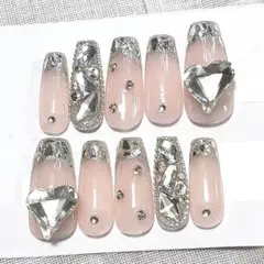 【現品】ネイルチップ ワンホン 韓国 ちゅるん ガラスフレンチ