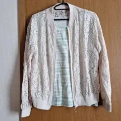レースブルゾン＆ボーダーカットソー アンサンブル