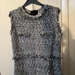 FOXEY ミックスリボンツイード ノースリーブワンピース 38 - メルカリ
