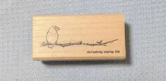 木製スタンプ 文鳥と枝のデザイン